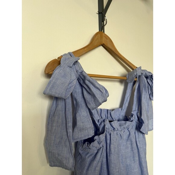 J Crew Light Blue Tie Shoulder Linen Tank Top Size Small - Picture 3 of 8